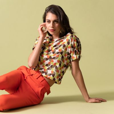 Camicia donna con manica corta ad aletta in satin